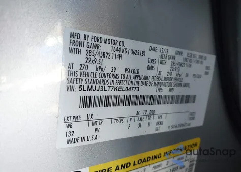 2019 Lincoln Navigator L Reserve from USA, damaged, VIN 5LMJJ3LT7KEL04773